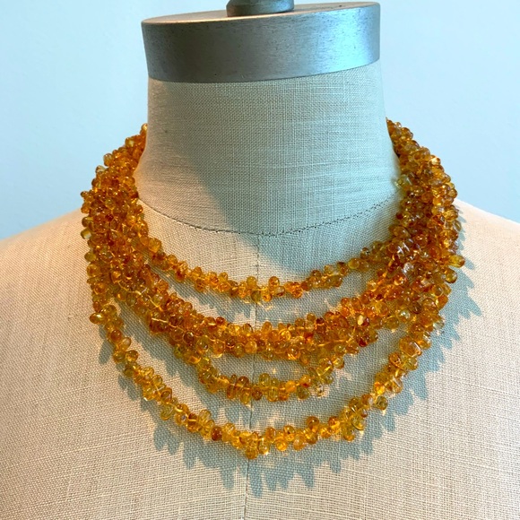 Cognac Colored Citrine Drop Bead Necklace - Picture 3 of 5